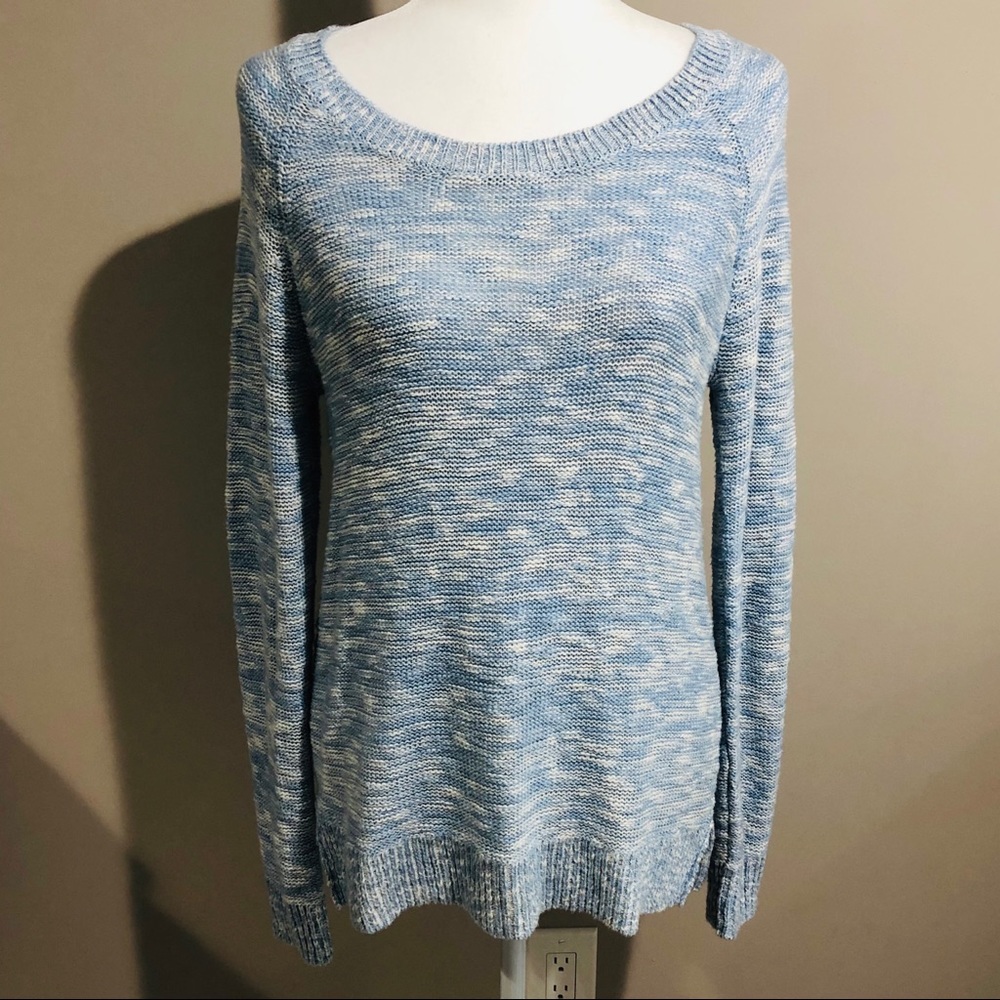 Old Navy Blue Marled Knit Scoop Neck Sweater